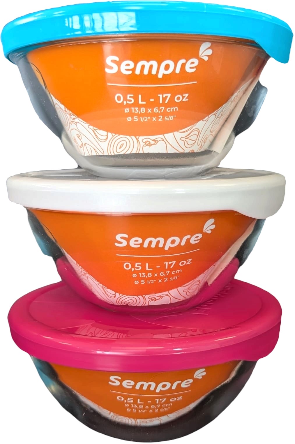 Sempre 500 Ml Oven Mixing Bowl (12) W Lid