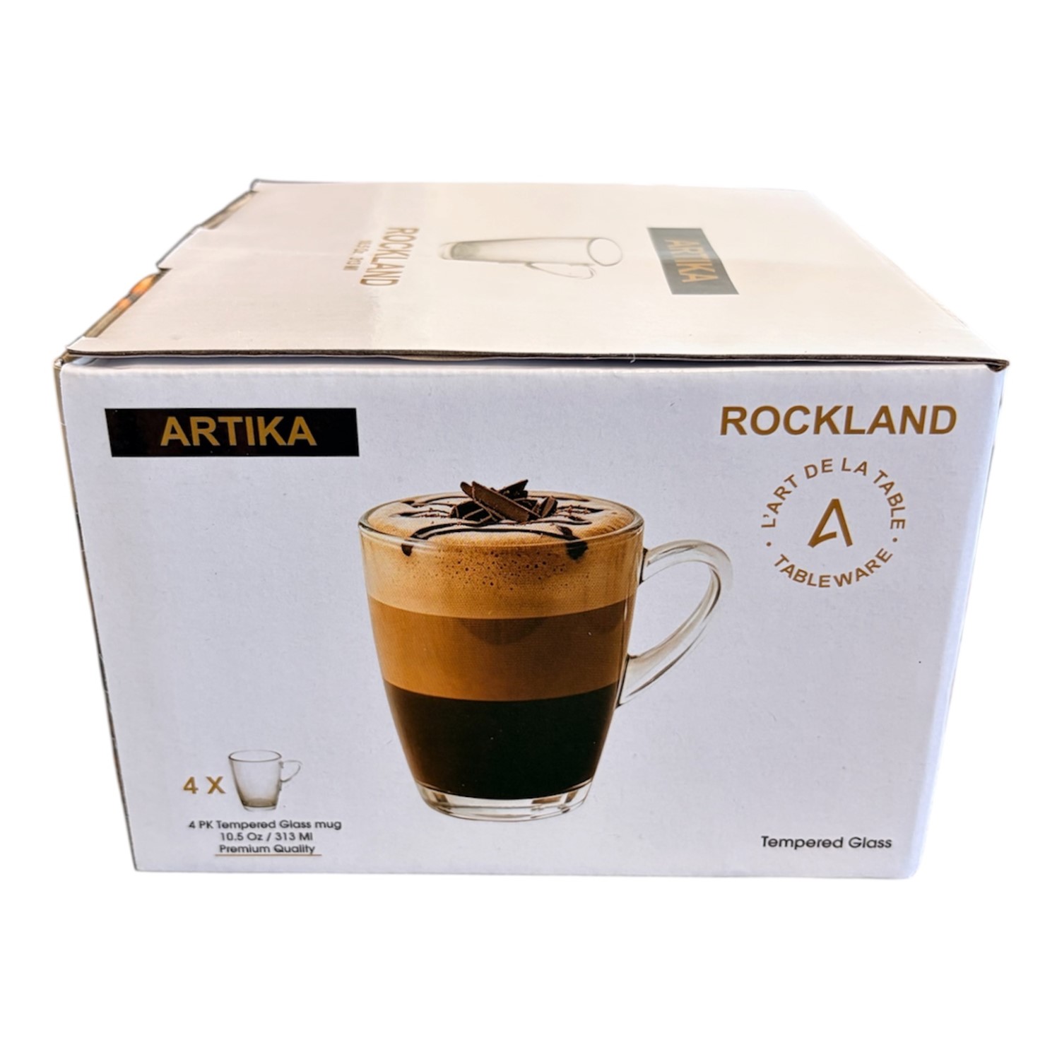 Artika Rockland 4 Pk 10.5 Oz Tempered Glass Mug