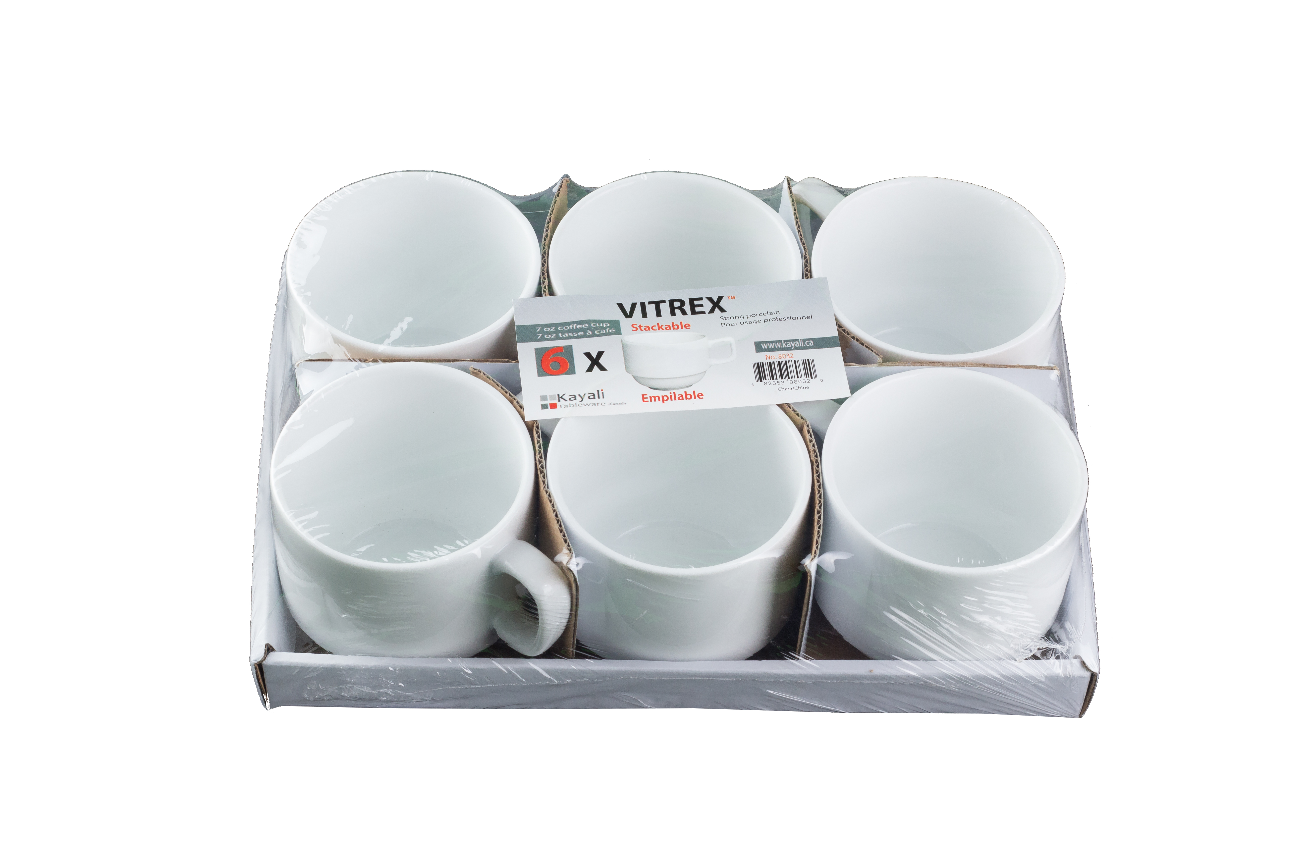 Vitrex 6Pk  7 Oz  Stackable Coffee Cups