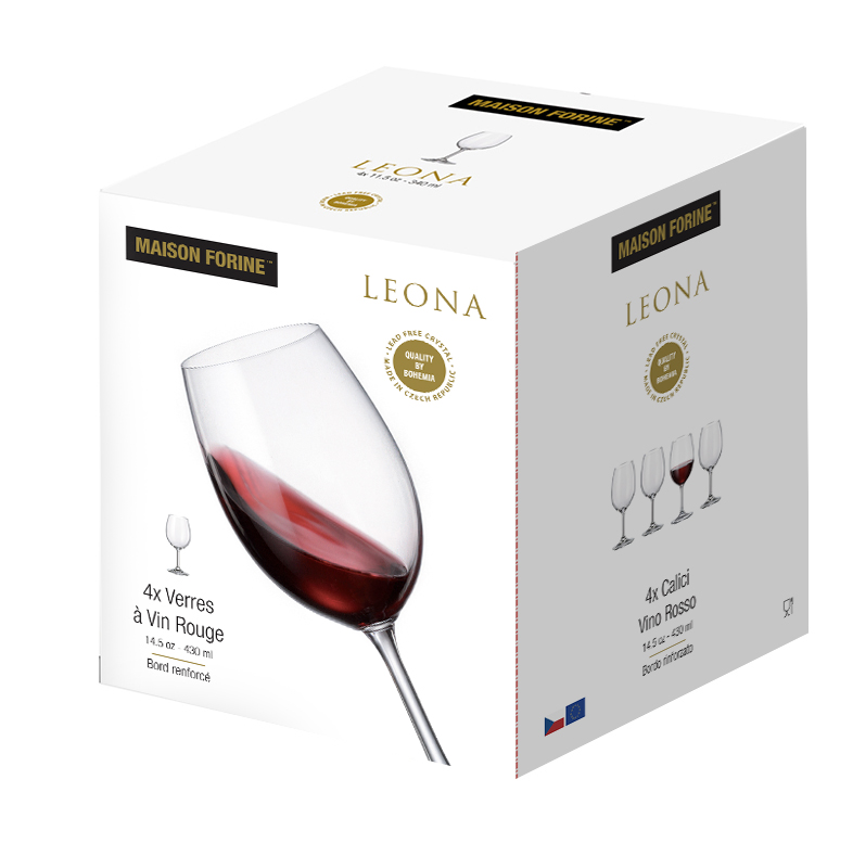Leona Cristallin 430 Ml Ensemble De 4 Verre À Vin 