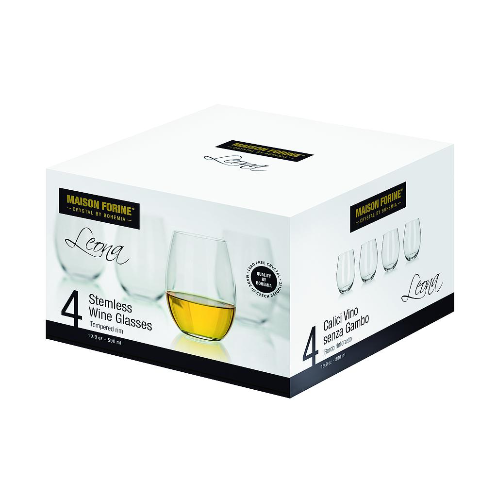 Leona Crystalline 590 Ml Stemless Wine Glass 4PK