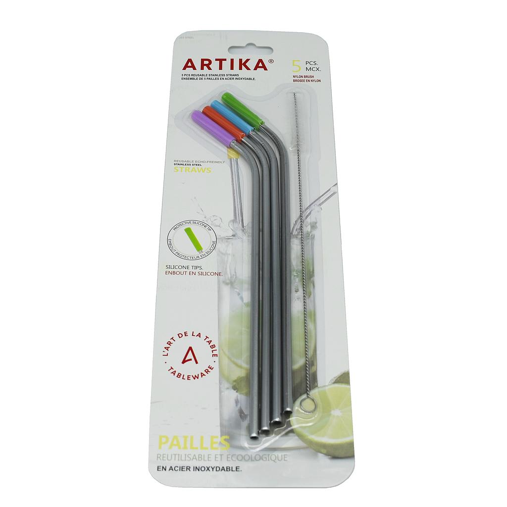 Artika 4 Stainless Steel Straws + 1 Brush🚩PROMOTION