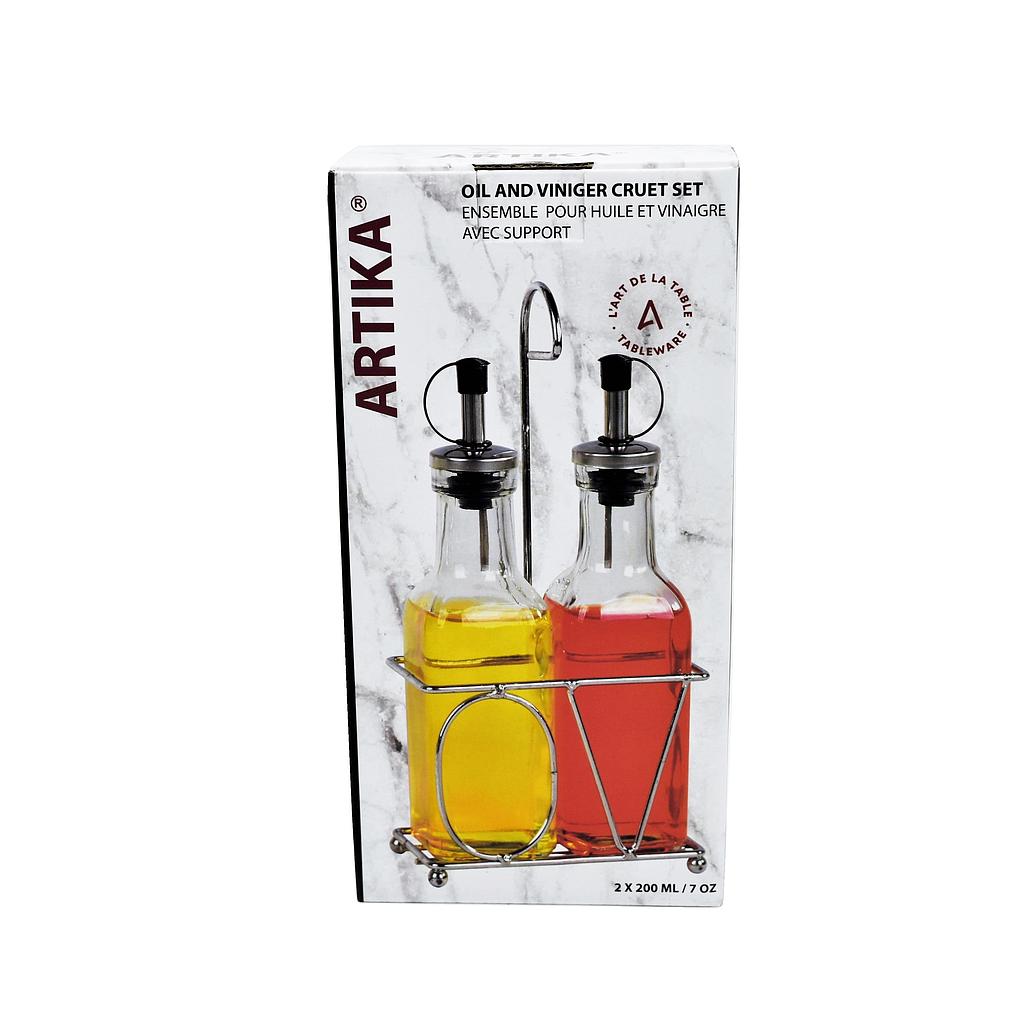 2 Pc Glass Oil &amp; Vinegar Bottle 200 Ml