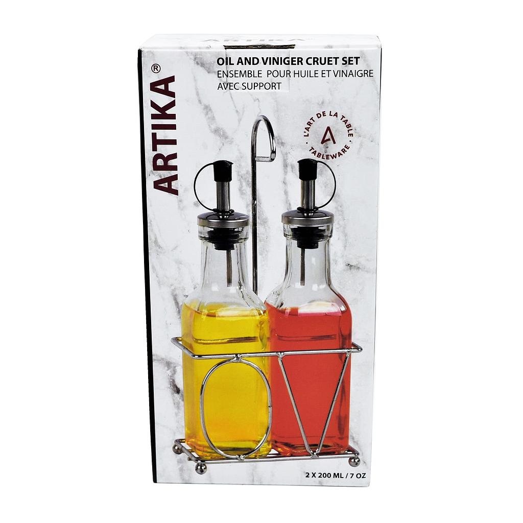 2 Pc Glass Oil &amp; Vinegar Bottle 200 Ml
