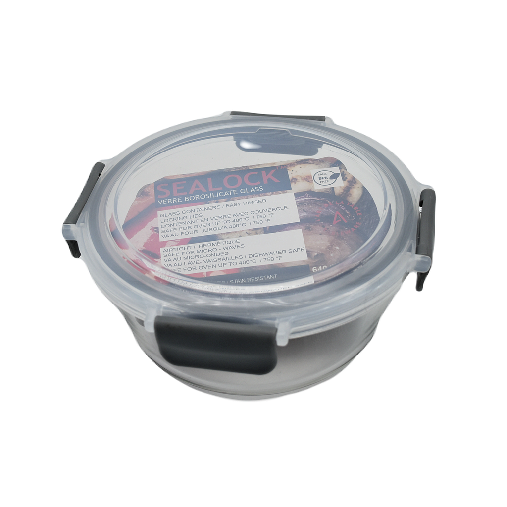 Sealock 640 Ml Round Glass Container/ Airtight Lid