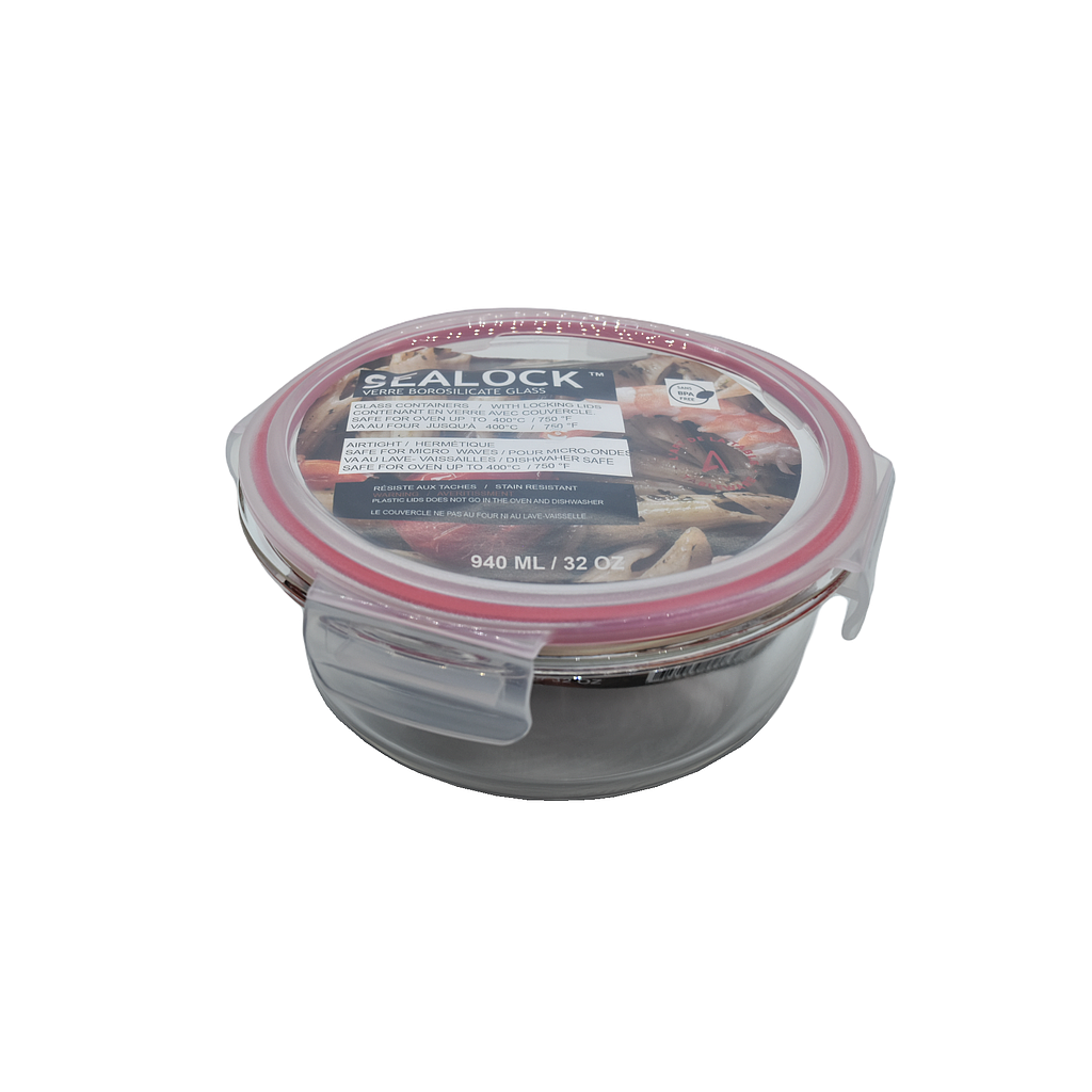 Sealock Conteneur En Verre Rond 970 Ml Avec Couvercle Hermétique