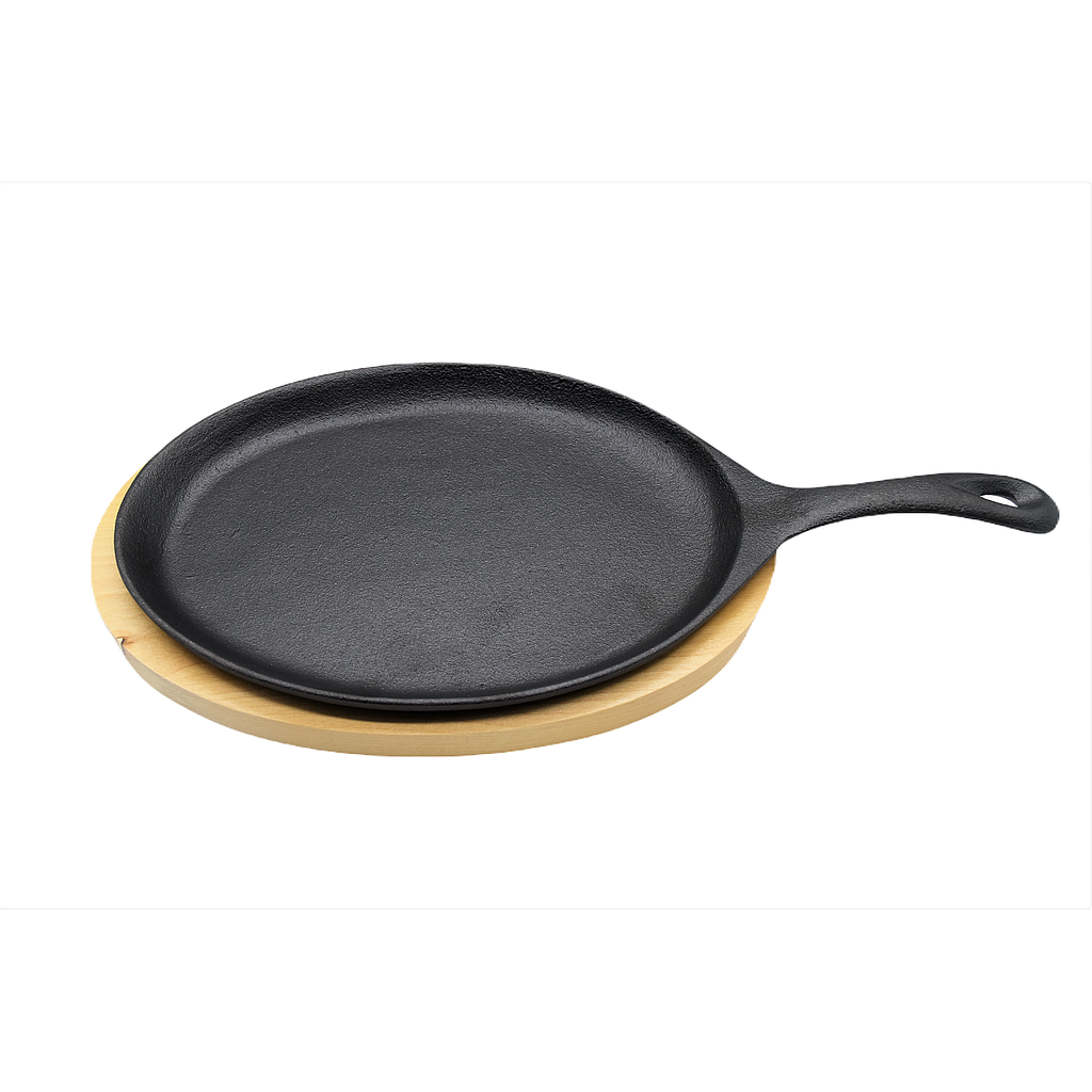 Artika Oval Cast Iron Frypan With Wooden Board