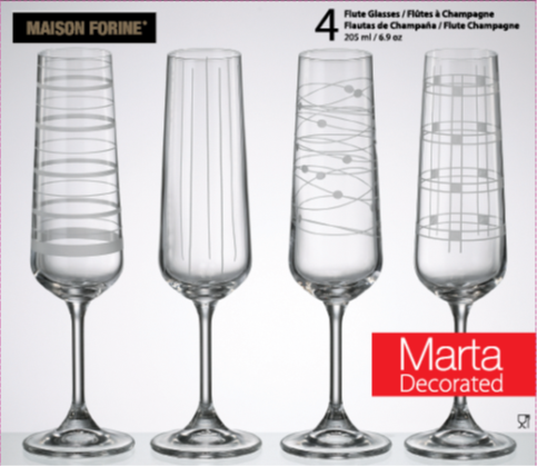 4 Pk Marta Champagne Glass 205 Ml