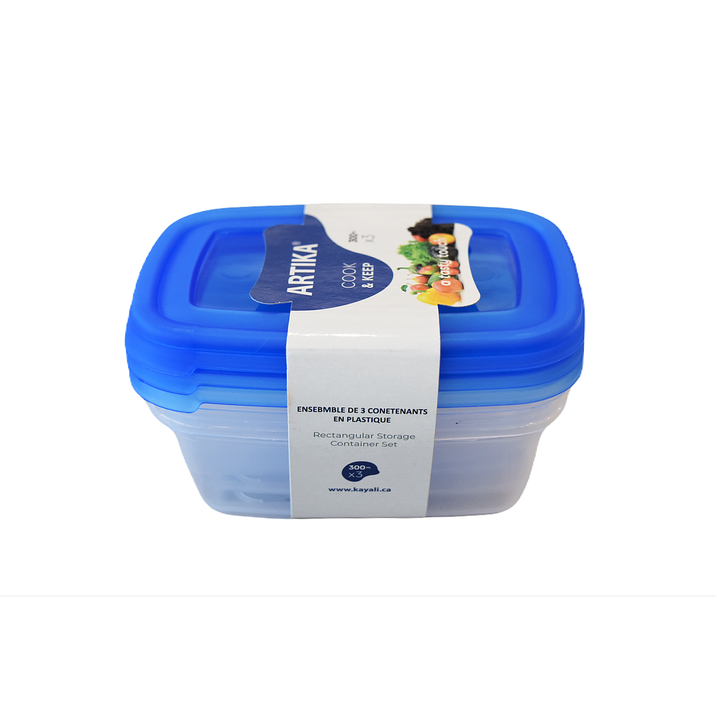 Artika 3 Pk 300 Ml Rectangular Plastic Storage Container🚩PROMOTION