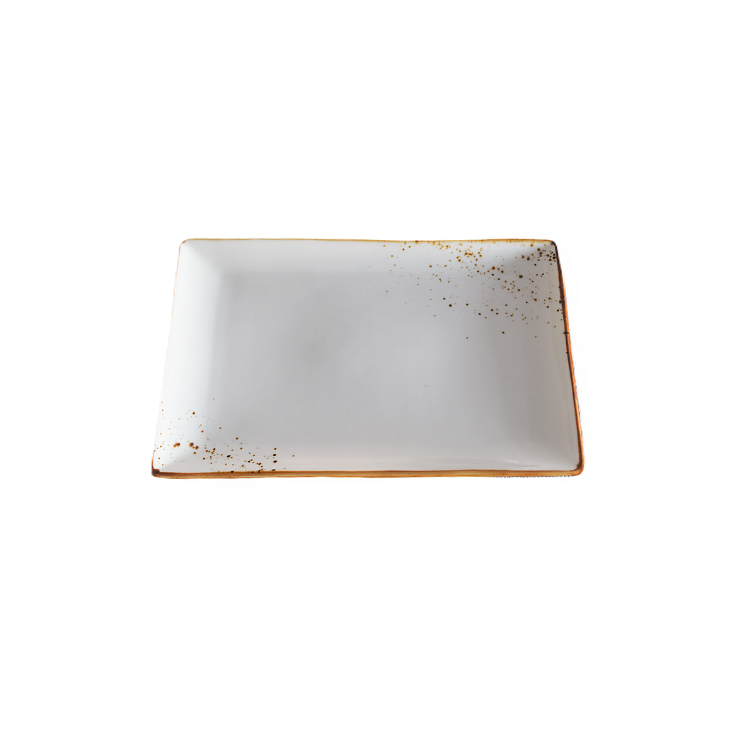 "Terra" 11"X6.75" Rectangular Plate Dap-White