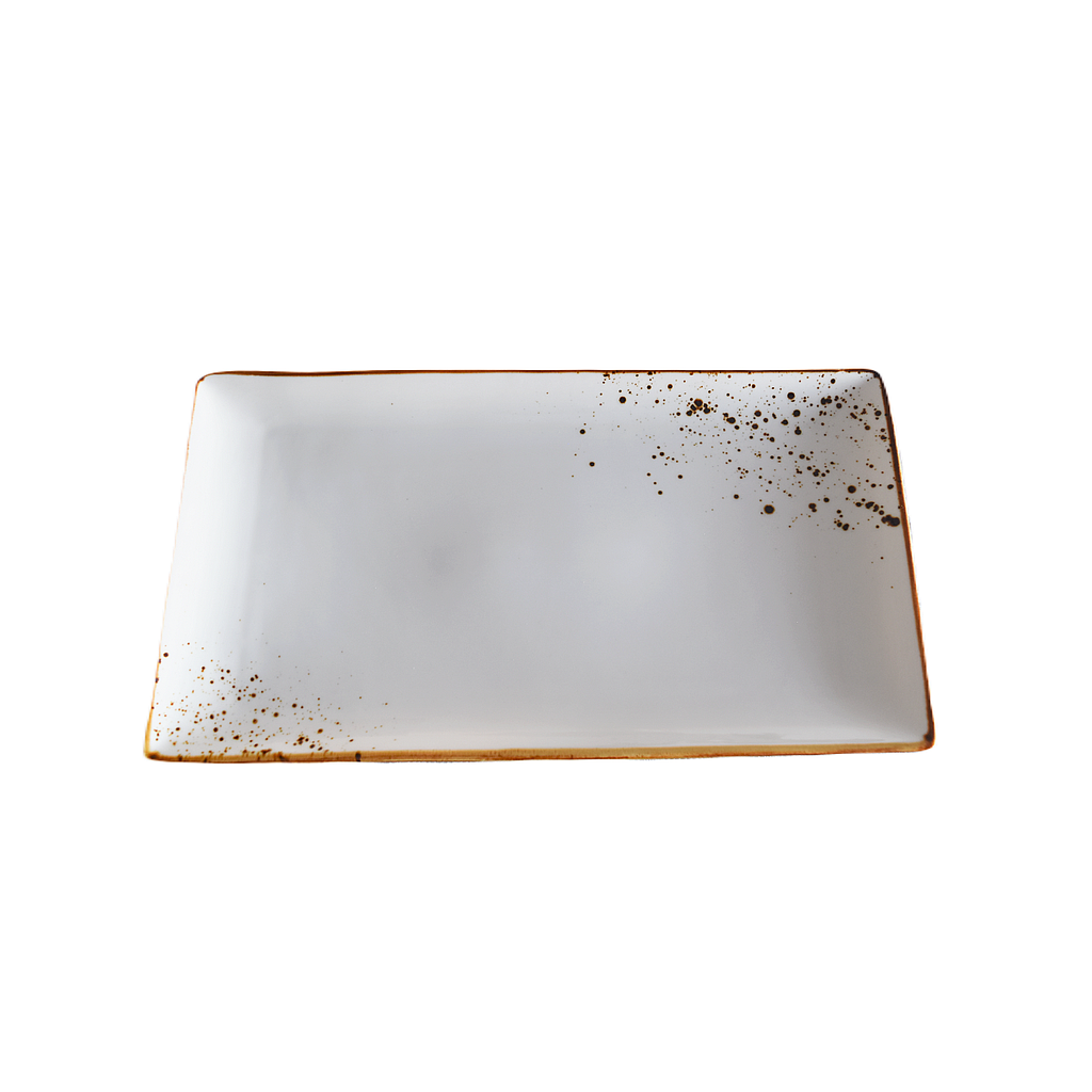 "Terra" 13.5"X7.5" Rectangular Plate Dap-White