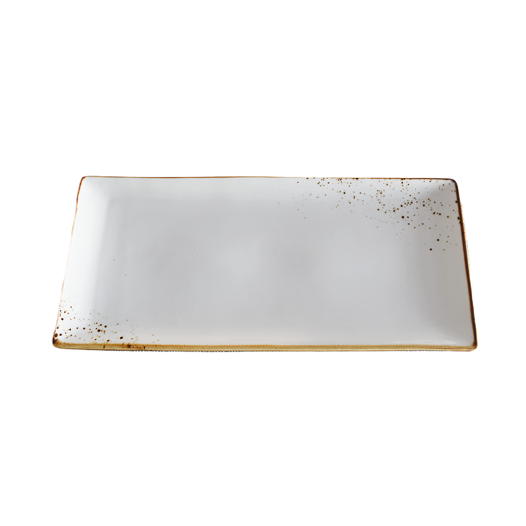 "Terra" 14.75"X6.75" Rectangular Plate Dap-White