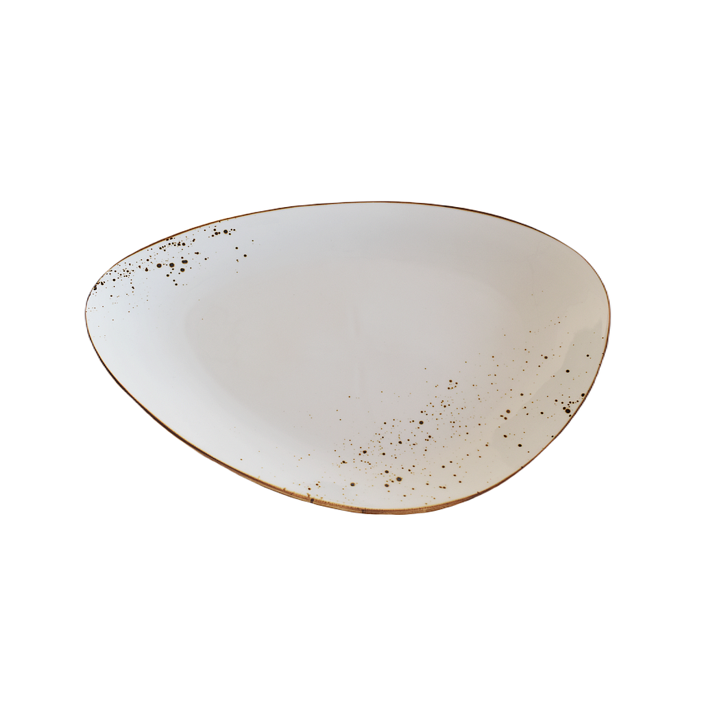 &quot;Terra&quot; 14.5&quot; Assiette Triangulaire Dap-Blanc