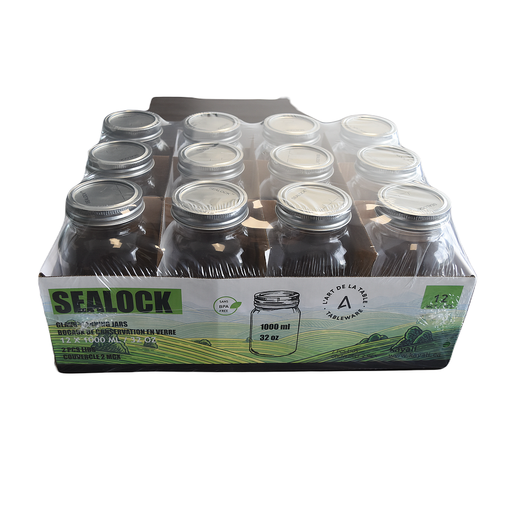 1 L Mason Jar With Lid (12 PC SET)