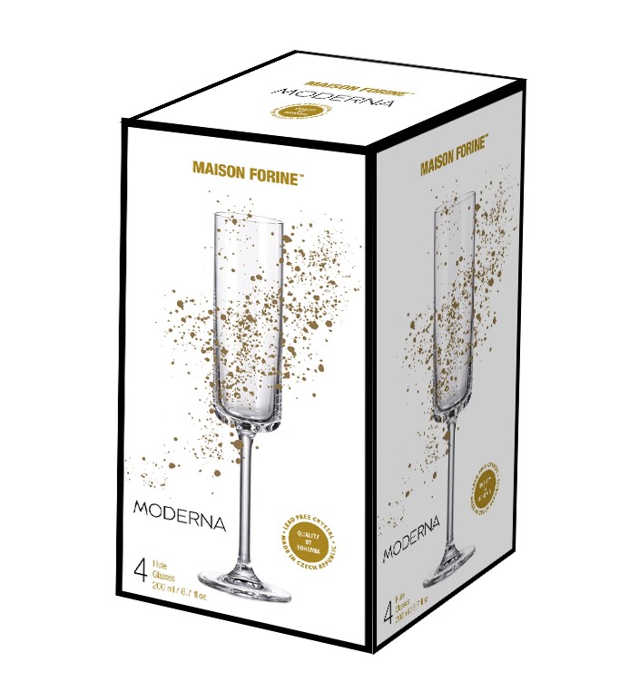 Moderna Crystalline 200 Ml Flute 4 Pk