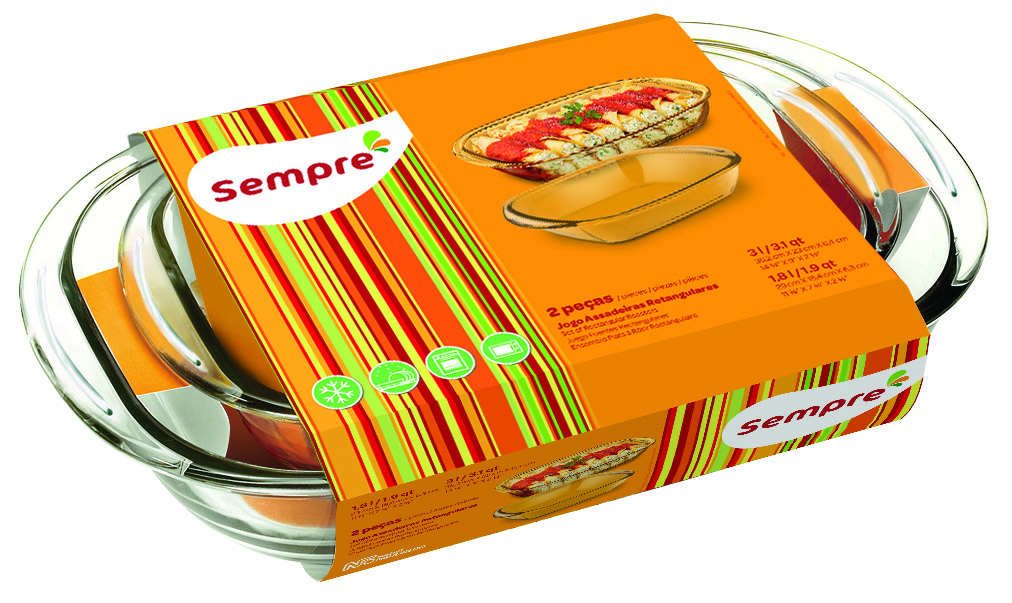  Sempre 2Pc Rect.Oven Dish Set (3 L &amp; 1.8 L) 