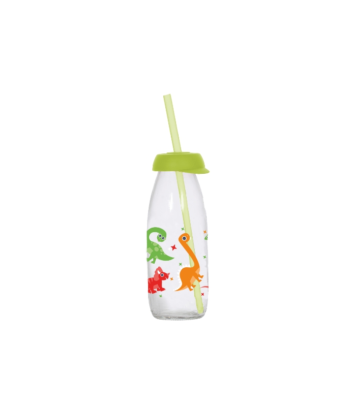 Bouteille En Verre Avec Paille 250 Cc ( Dinos.) 🚩PROMOTION