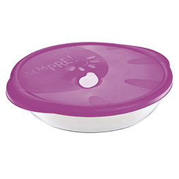 Sempre 2.4L Glass Round Baking Dish W Cover