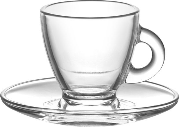 Roma 6+6 PK 3 1/4 Oz Glass Espresso Cup &amp; Saucer