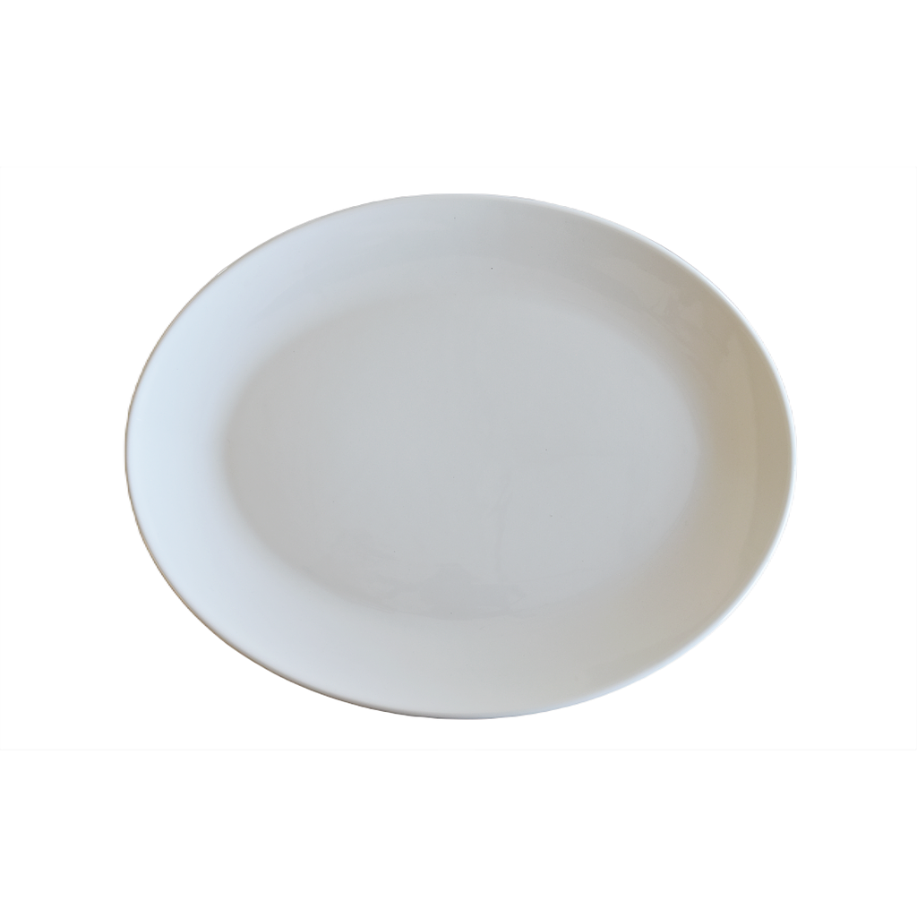 '' Crown'' Coup Oval Dish 13'' 1/2 x 10'' 5/8 , White