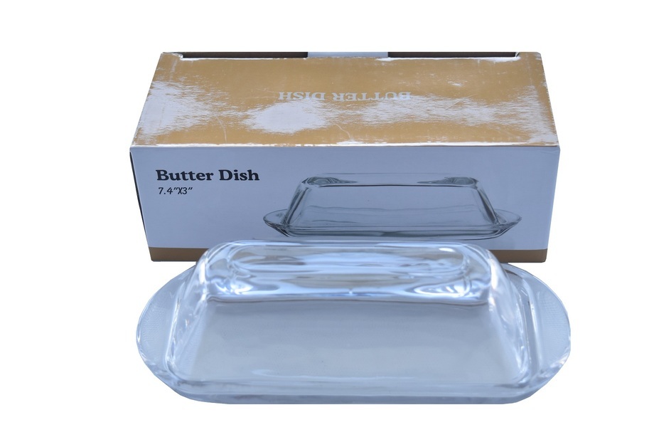 7.4'' X 3&quot;  Glass Butter Dish 🚩PROMOTION
